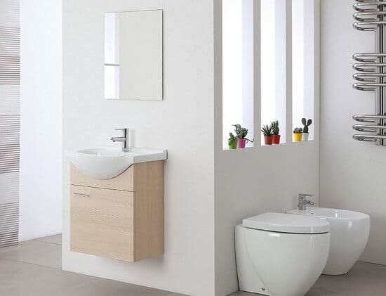 Mobile arredo bagno 55 cm lavabo e specchiera inclusa – MB 01 Rovere -  DeltaBagni